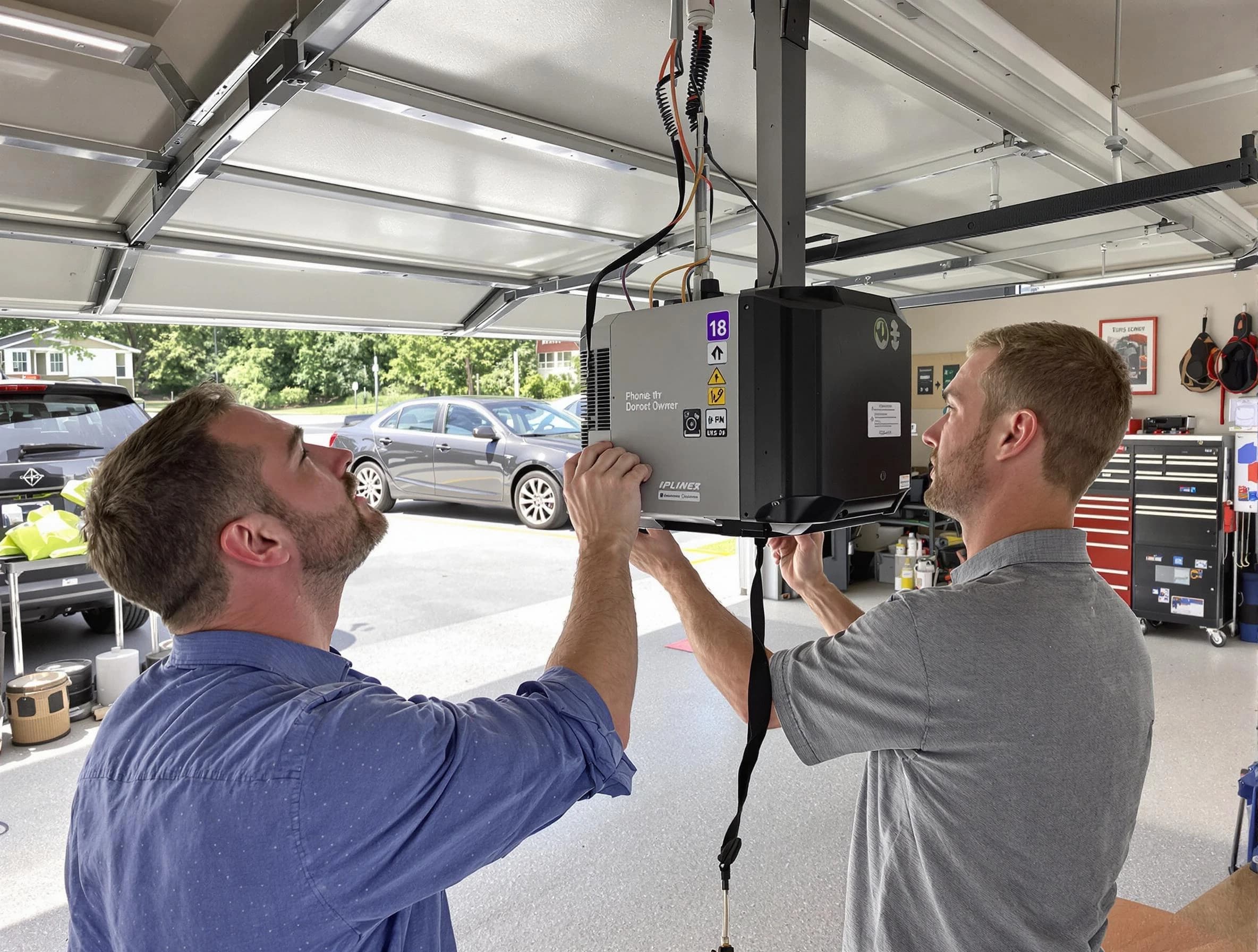 Chamblee Garage Door Repair technician installing garage door opener in Chamblee