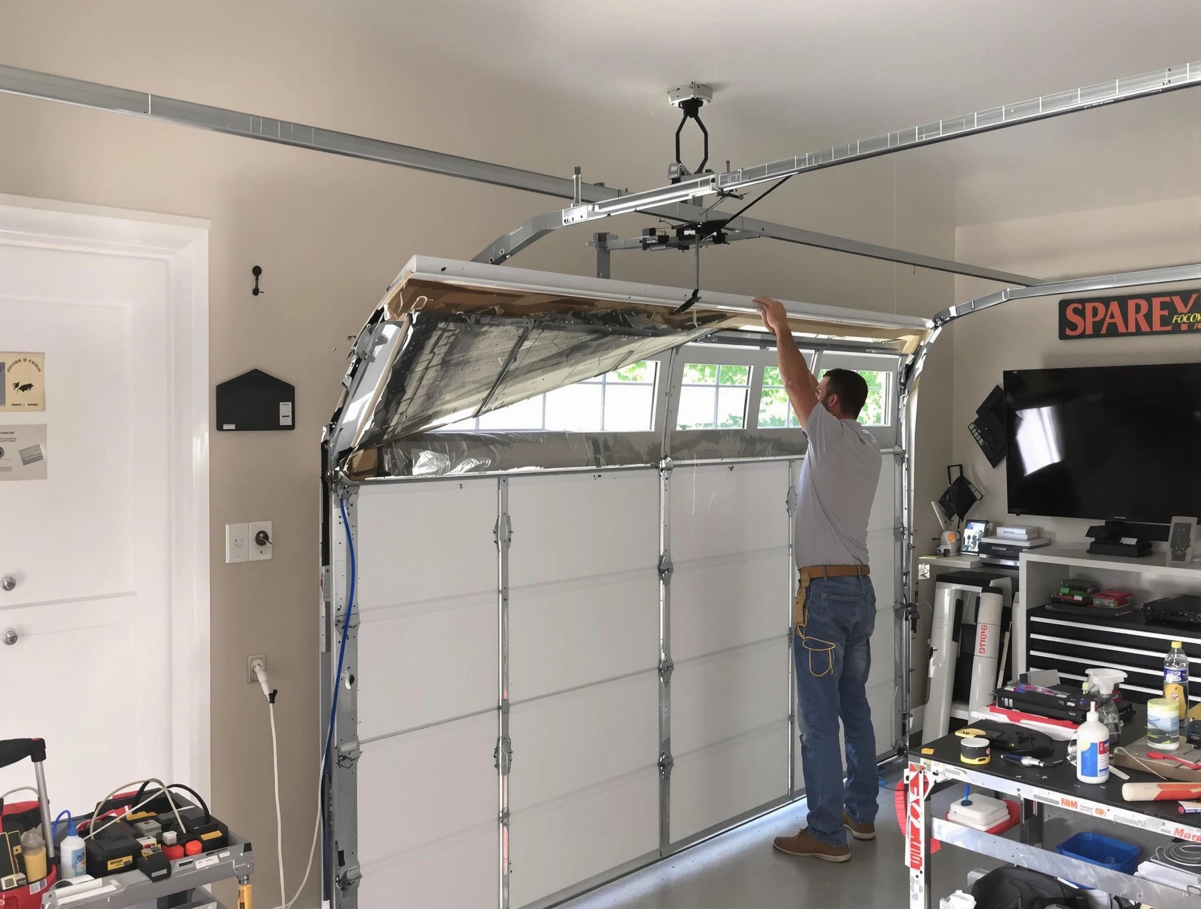 Garage door section replacement by Chamblee Garage Door Repair in Chamblee