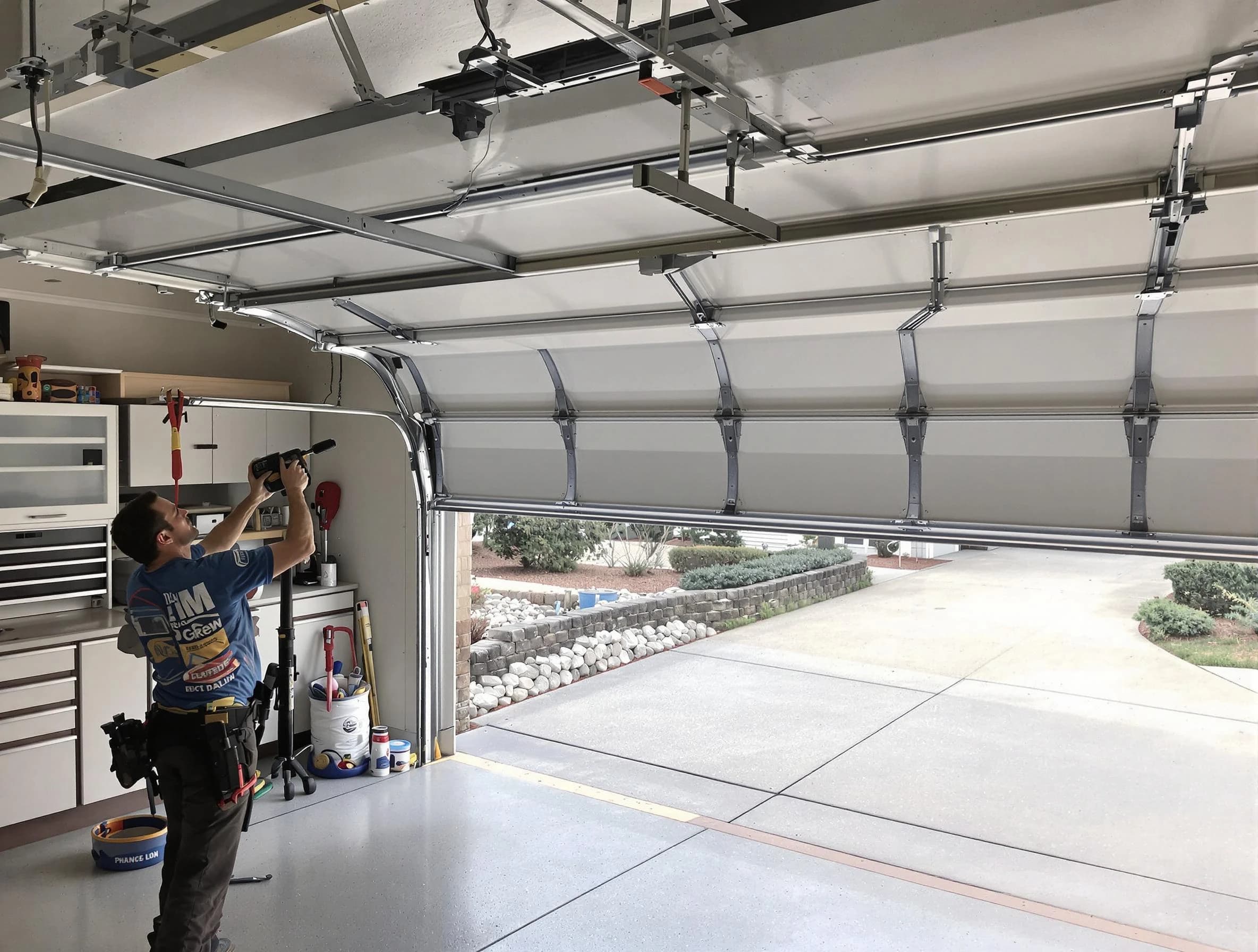 Garage door track repair service by Chamblee Garage Door Repair in Chamblee