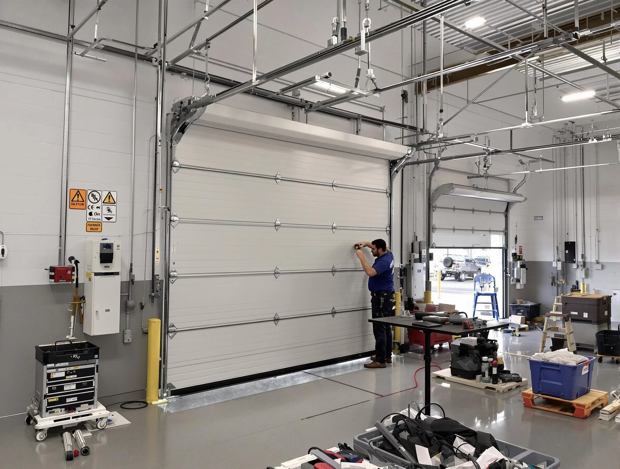 Commercial garage door repair being performed by Chamblee Garage Door Repair expert in Chamblee