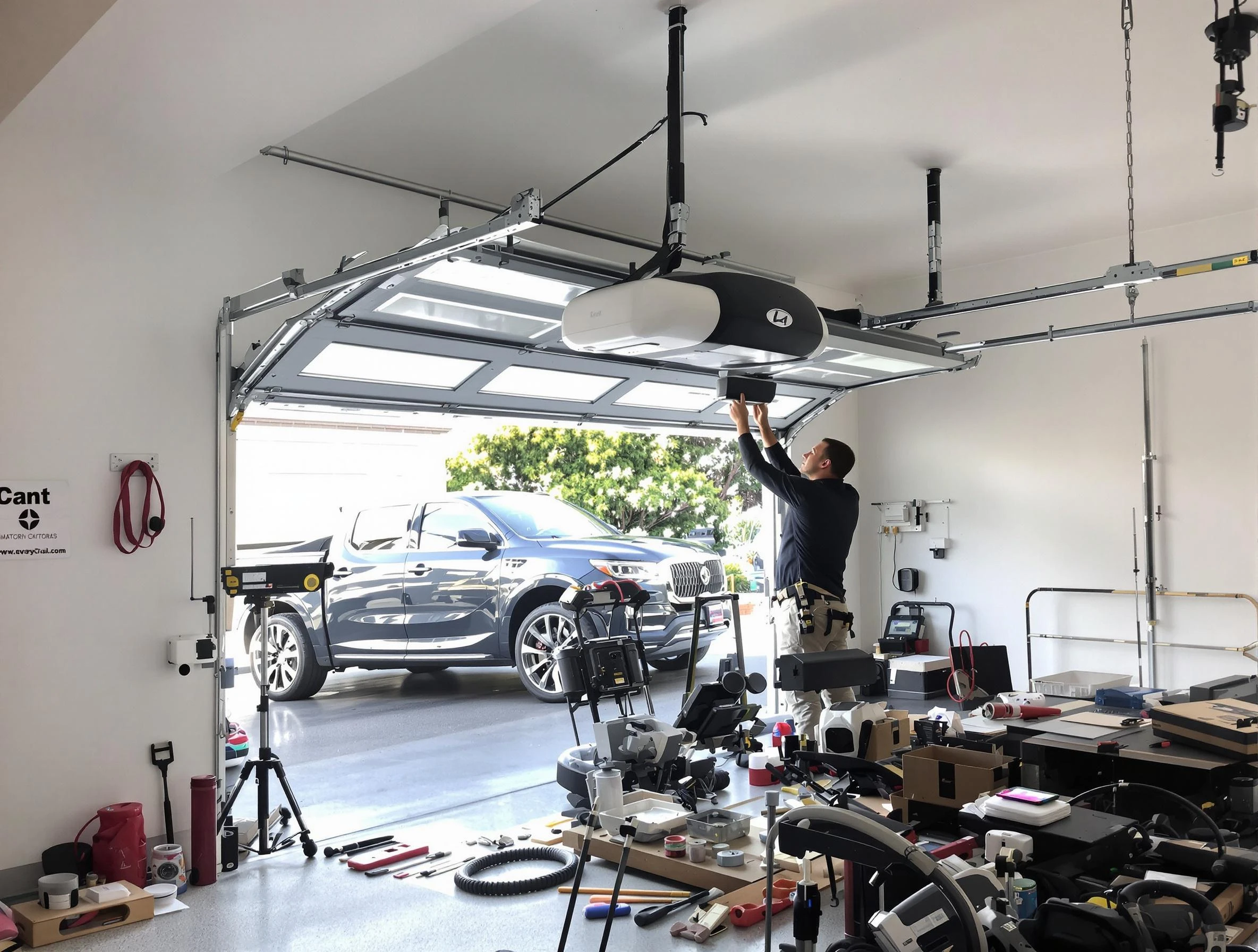 Chamblee Garage Door Repair specialist installing smart garage door opener system in Chamblee home