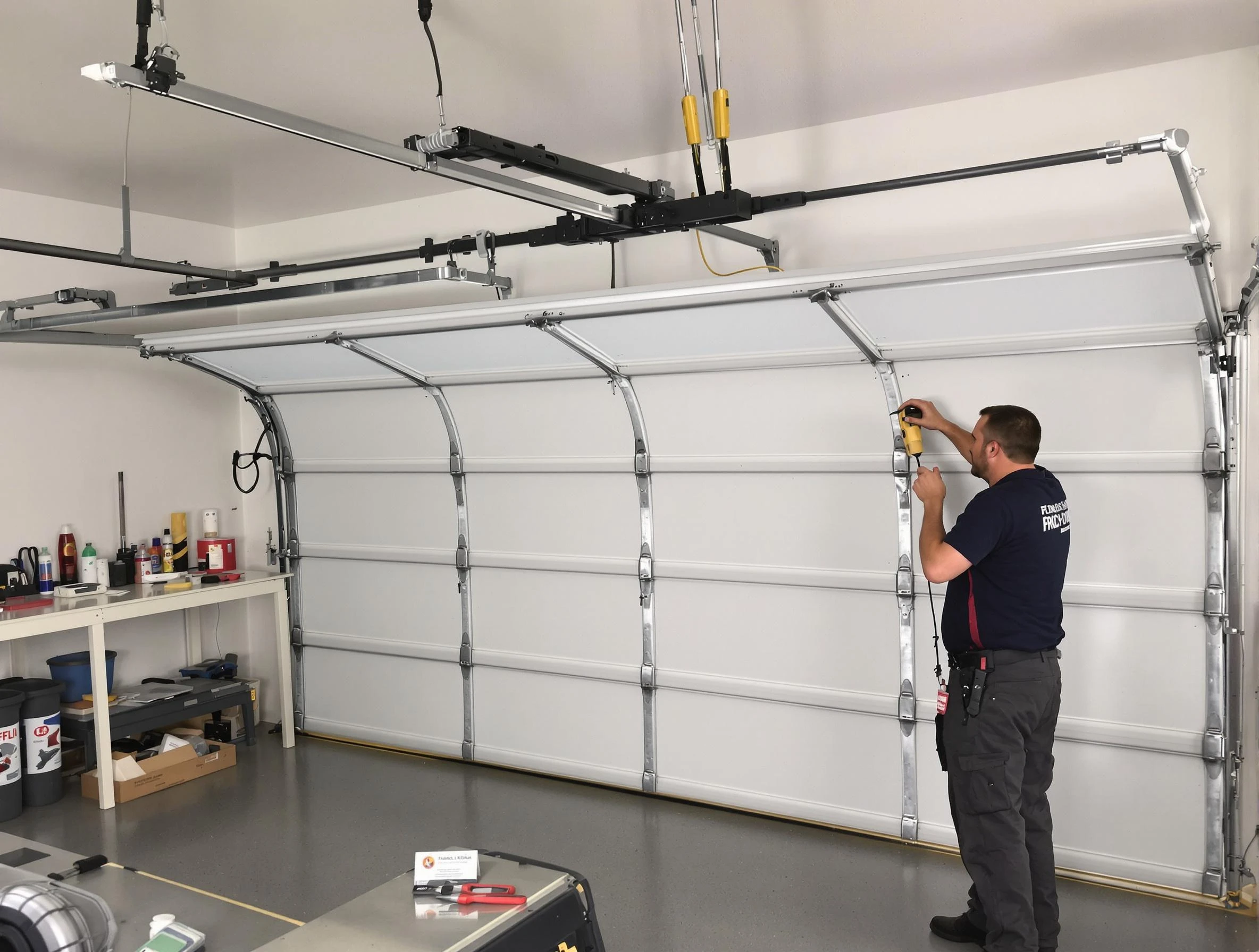 Chamblee Garage Door Repair certified technician performing overhead door system repair in Chamblee