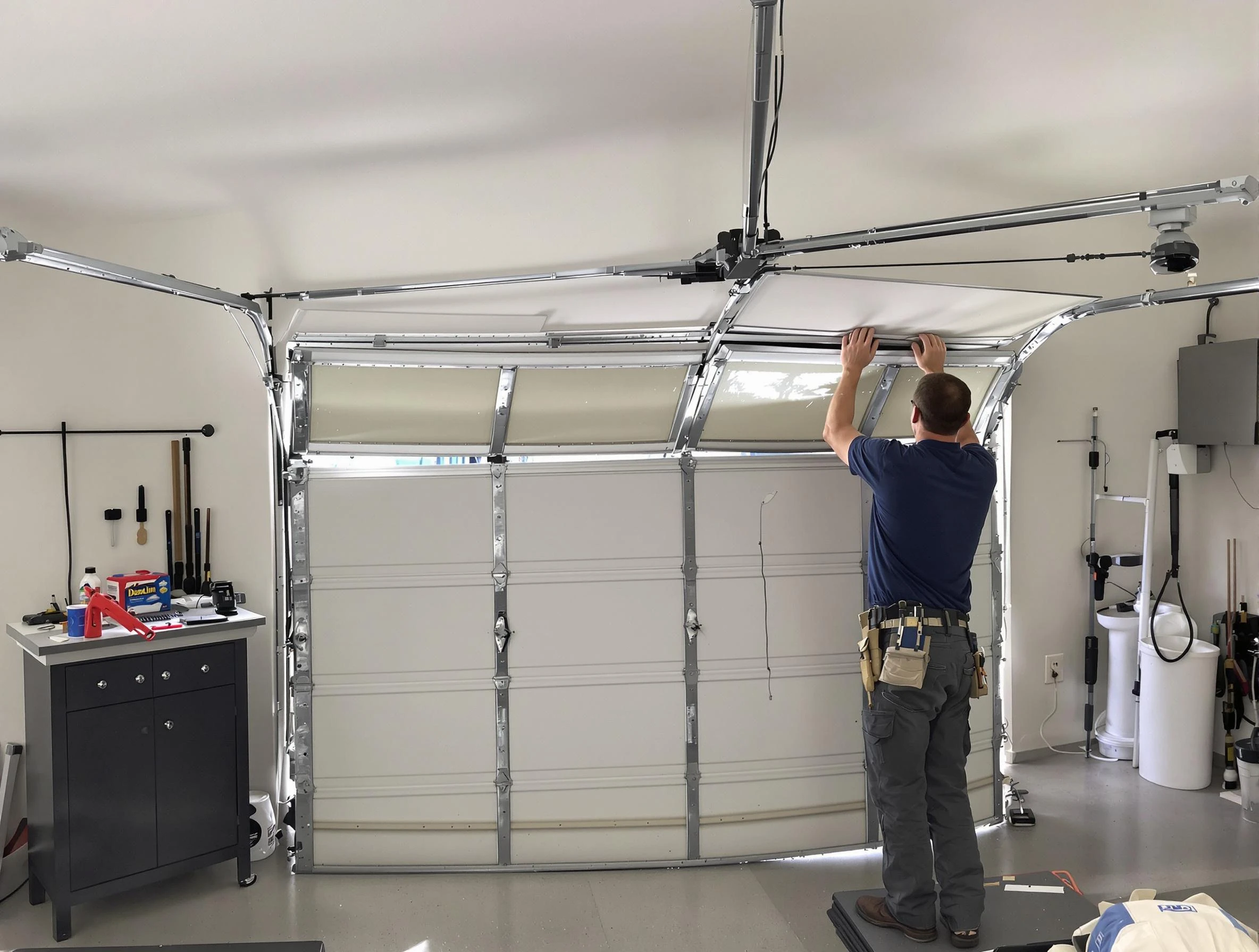 Chamblee Garage Door Repair specialist performing precise section replacement on Chamblee garage door