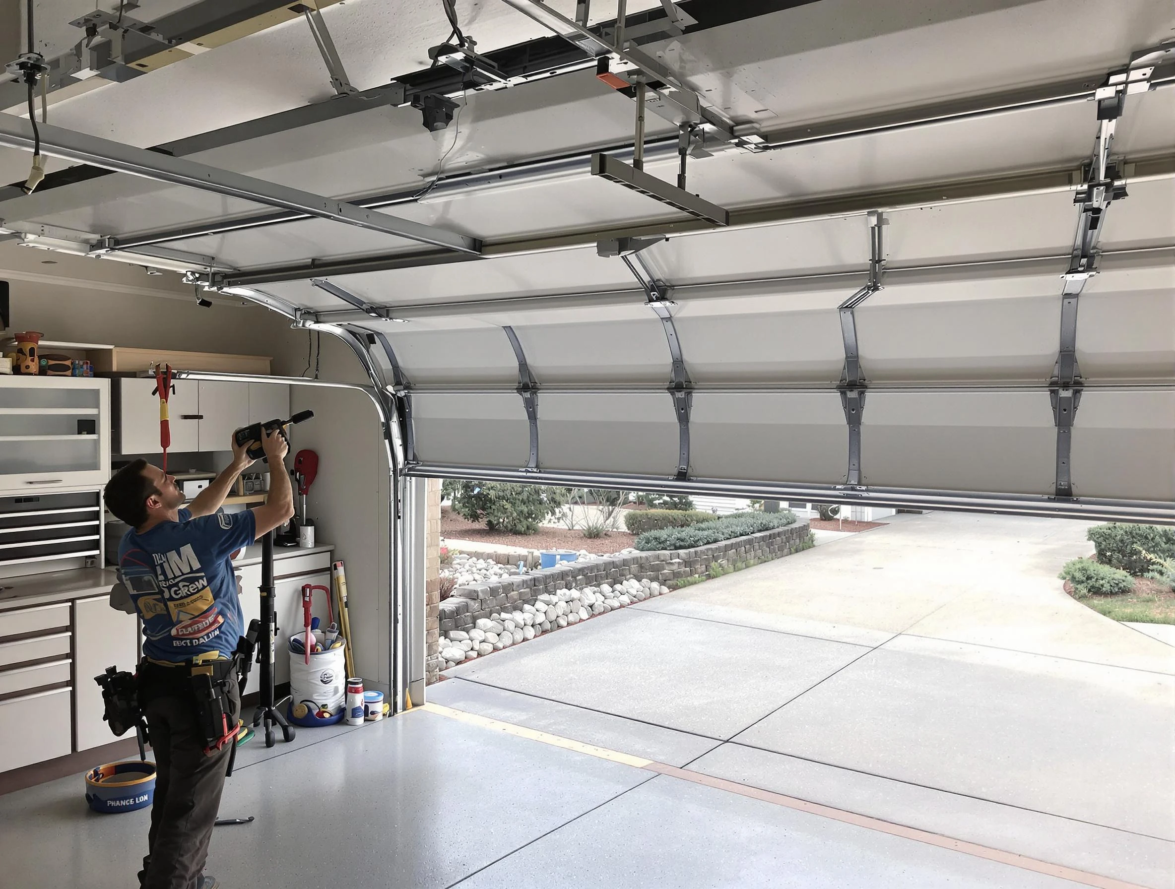 Garage door track repair service by Chamblee Garage Door Repair in Chamblee